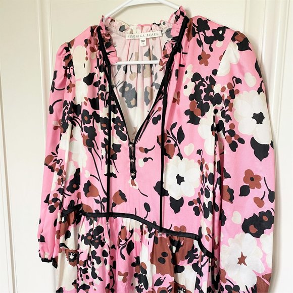 NEW VERONICA BEARD Hawken Floral Tiered Silk Dress - Picture 6 of 9